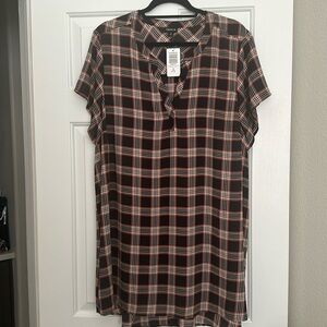 Women’s Torrid Black plaid Hilo Tunic shirt 3X New